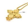 big Coin Cross Pendants 24k Yellow Solid Gold GF Jewelry Long 600mm Necklaces Africa habesha Ethiopian/eritrea