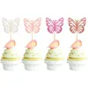 12PCS Glitter Butterfly Toppers Toppers Cake Zebrania Dekoracje na zapasy na przyjęcie urodzinowe w rocznicę ślubu