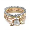 Bracelets porte-bonheur bijoux 3 pièces/ensemble cristal Zircon arbre de vie maïs chaîne Bracelet élastique Fine dames mode femmes cadeau X0706 livraison directe