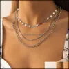 قلادات المخاخات المعلقات المجوهرات خمر قلادة سلسلة MTI للنساء للنساء العصرية Mtilayered Gold Snake Stars Choker Girls Party D.