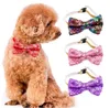 Dog Apparel Sequin Bow Tie Dog Accessories Handmade Neck Straps for Puppy Cat Festive Decor Pet Collars Glitter Bowtie