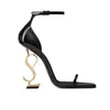 2022 scarpe eleganti da donna di lusso tacchi alti in pelle verniciata tono oro nero sandali moda donna nuda punta aperta tacco a spillo pompe da ufficio per matrimoni