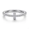 7WSP Schmuck S925 Sterling Silver T-Familie Ring für Frauen Japan und Südkorea Einfacher T-förmiger Cross-Index-Finger-Ring voller Diamanten