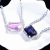 Charm Bracelets Luxury Purple Pink Color Rectangle Bracelet Bangle For Women Anniversary Gift Jewelry Wholesale S6797Charm