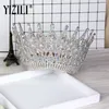 Yizili Luxury Big European Bride Wedding Crown Gorgeous Crystal Large Round Queen Crown Wedding Hair Accessories C021 210203