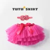 Baby Girls Tutu Saia Headband Set Toddler Ruffle Tule Fraldas Capas 6-24 Meses Cor Sólida Tulles Macio Bloomers