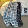 Pant Bunch of Fashion Fashion Loose Black Plaid Summer Harajuku Studenten Streetwear Harem lange broek Chic 220705