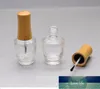 15 ml Botella de esmalte de uñas de vidrio transparente vacío con tapa de bambú DIY Líquido cosmético de uñas Contenedor de arte de la uña con la herramienta de maquillaje de cepillo SN1202