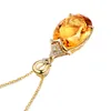 BLACK ANGEL Luxury Mermaid 18K Gold Citrine Gemstone Pendant Necklace For Women Fashion Jewelry Christmas Gift 2207222339634