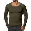 Men's T-Shirts Shirt O Neck Thin Long Sleeve Solid Color Knitted T-shirt Slim Fit Casual Breathable Oversized For Autumn Winter
