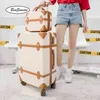 Beasumore Carino Corea Trolley Set Spinner Borsa da viaggio da donna Valigia Ruote Password Trolley Pollici Retro Carry On Trunk J220707