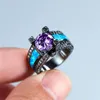 Trouwringen Boho vrouwelijke blauwe opaal stenen ring vintage zwart goud voor vrouwen beloven liefde paarse ronde verloving ringwedding rita2222