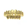 Erkek altın dişler seti moda hip hop takılar yüksek kaliteli sekiz üst diş ve altı alt ızgara 946 d3