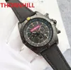 Six Stiches Sub Square Dials Orologio da uomo da lavoro 46mm Cronometro con funzioni complete Tessuto di nylon nero Quarzo 5ATM Impermeabile Orologi da polso classici montre de luxe