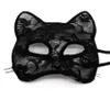 Cat Masquerade Lace Mask Party Sexy Women Wenece Half Face Ball Crystal Gatto Eyemasks Christmas Halloween Cosplay Costume Props Black White