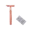 NXY Rose Gold Razor Classic Double Edge Safety Razor för Mens ShavingWomens Hårborttagning med rakblad Manuell rakapparat 220414