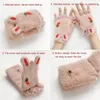 Hair Accessories Boys Girls Thicken Warm Windproof Soft Children's Mittens Plush Gloves Half Finger Flip Type GlovesHair