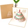 Happy Birthday Postcard Greeting Gift Cards Blank Paper 3D Handmade Laser Cut Vintage Invitations Custom with lope 220711