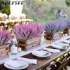 Dekorativa blommor kransar konstgjorda flockade plast lavendel bunt falska växter bröllop bukett inomhus utomhus hem kök bord dekora