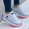 Desen Kanvas Günlük Kadın Sneakers Ayakkabı Düz Bağcıklı Zapatillas Mujer Chaussure Femme 220804