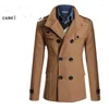 Trench da uomo Cappotto di lana maschile Cappotto invernale da uomo caldo Slim Fit Casual Reefer Giubbotti Trench doppio petto solidoDa uomo