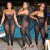 Mode vrouwen bijpassende trainingspakken mouwloze bodysuits dames outfits mesh pure luipaard gedrukt tweedelig set top en broek