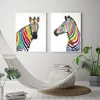 Colored Zebra Canvas Print Poster Animals Wall Art Canvas Painting Modern Home Decor Wall Paintings Scandinavian Posters tableau