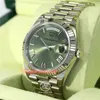 Luxury waterproof WATCH Automatic movement High Quality 40mm Day-Date 18K White Gold Green Roman Dial Men's BF Wristwatches no box