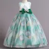 Lange Prinzessin Aschenputtel-Blumenmädchenkleider für die Hochzeit, Ballkleid, bodenlanges Ballkleid, blaue Kinder-Festzug-Kleider, neuestes Design nach Maß