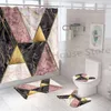 Geometric Marble Print Shower Curtain Bath Mat Set Soft Carpet Anti-slip Rug Toilet Lid Cover Modern Bathroom Home Decor 220429