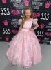 Little Miss Pageant Dress for Teens Juniors Toddlers 2024 Beading Sequins 3d Floral Crystal Long Pageant Gown Girl Formal Event Party Rosie Puffy Sleeves Yellow