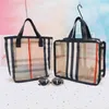 Bolsa de bolsa cosmética Bolsa de bolsas de lavagem viajar moda moda xadrez transparente Mesh Bolsas de maquiagem Bolsas de engenharia de beleza Squimning Squimning Shopper