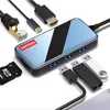 محول محول Lenovo USB Type C Hub إلى 3.0 4K RJ45 Gigabit Ethernet PD Charge for Computer PC Accessories محمول splitterusb hubsusb