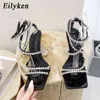 Nxy Sandalen Kristall Diamant Frauen Transparente High Heels Schuhe Mode Offene spitze Hochzeit Party Marke für Dame