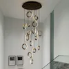 Moderna lampada a LED scala Illuminazione lampadario Nordic lusso Anello in alluminio Lampade a sospensione Soggiorno Sala da pranzo soppalco Lampade per decorazioni per la casa