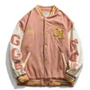 letter embroidered jackets coat women's street hip-hop stitching baseball uniform couple loose bomber jacket casual top 220801