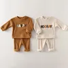 Mode babykläder set våren småbarn baby pojke flicka casual topps tröja och lös byxor 2st född baby pojke kläder kläder