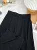 Yitimoky Wide LegPants for Women Suit Ladies Office Chiffon非対称夏弾性ハイウエストカジュアルボトムズボン220725