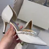 Fashion Women's Designer Shoes Pointed Toes High-heeled Sandals Pearl Business Wear Banquet Pumps