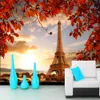 Papel de Parede Otoño Torre Eiffel Paris Foto de la foto 3d papel tapiz Sofá Dormitorio Dormitorio Papeles de pared Decoración para el hogar Mural