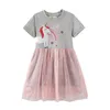 Jumping Meters Princess Baby Dresses With Giraffe Applique Cute Summer Girls Party Dress Fashion Children's Clothes Selling 220426
