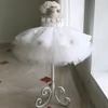 Abiti da ragazza Vestito da battesimo nato per bambina Bianco Prima festa di compleanno Indossare fiore 3D Abito da battesimo per bambini Vestidos da sposa