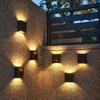LED Solar Wall Lamp Outdoor Waterproof Up And Down Luminous Lighting Garden Decoration Solar Light Stairs Fence Sunlight Lamp J220531