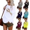 Casual Blanc Girafe Imprimer Long T-shirt Femmes Lâche O-cou À Manches Longues Noir Top Mode Automne Lady Harajuku Esthétique Tees 2XL 220511