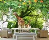 stereoscopic wallpaper papel de parede living room bedroom home decaration Animal Train Forest Children's Room 3D Mural