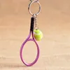 20 adet / grup Kadınlar Için Raket Zincir Sevimli Yüzük 3D Tenis Zincir Anahtar Tutucu Portachiavi Çanta Charm