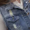 Gilets pour femmes Printemps Denim Gilet Femmes Casual Colete Manteau Vintage Cardigan Jean Sans Manches Col Rabattu Poitrine Marque Femme Vêtements Luc