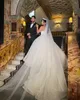 Shiny One Shoulder Wedding Dresses Ball Gown Luxurious Beads Sequins Lace Arabic Bridal Dress Custom Made