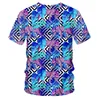 CJLM Fashion Stripes Men's Tee Shirt 3D Big Size Custom Printed Blue leaf leopard V Neck Tshirt Man Casual T-shirt 5XL 220619