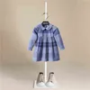 Lüks Kızlar Uzun Kollu Ekose Elbise Kızlar Sonbahar Yeni Stil Çizgili Çizgili Kollu Pamuk Elbise Çocuk Elbiseler G220506